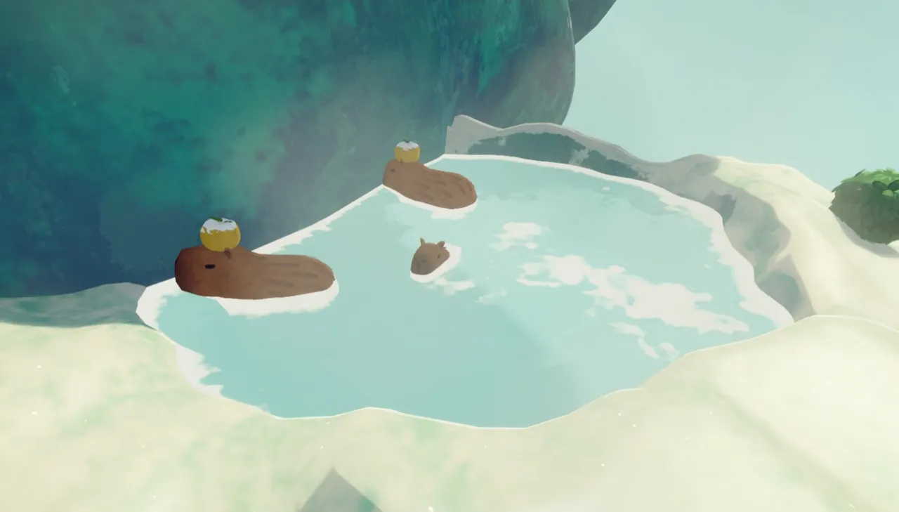Capybaras in the hot spring